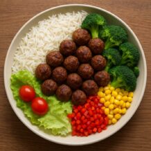 Dana Misket Köfte Bezelyeli Nohutlu Basmati Sporcu Pilavı