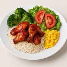 Soslu Tavuk Kanat Bezelyeli Nohutlu Basmati Sporcu Pilavı
